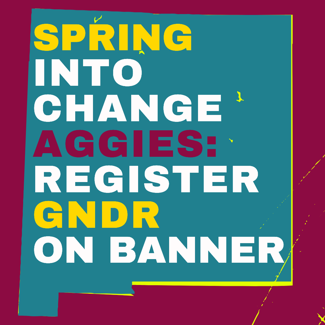 Info to Register GNDR on Banner NMSU over a shape of NM